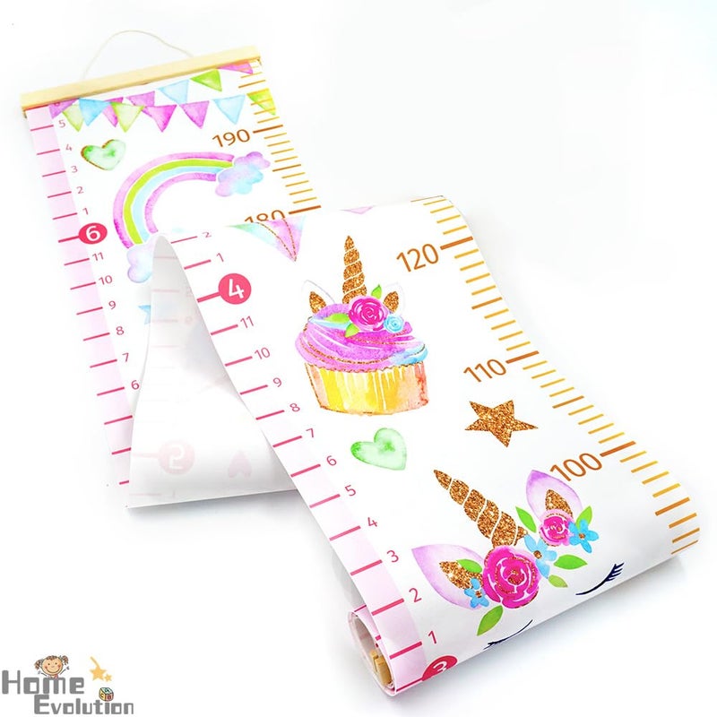 Home Evolution Kids Growth Chart Height Measuring Chart, Unicorn Canvas Wall Hanging Rulers for Baby Children Girls Bedroom Decor - Image 3